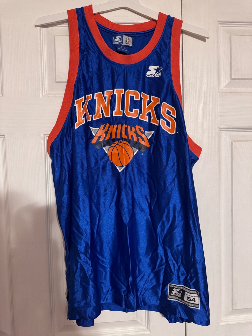 STARTER Knicks Royal Blue and Orange Basketball Jersey